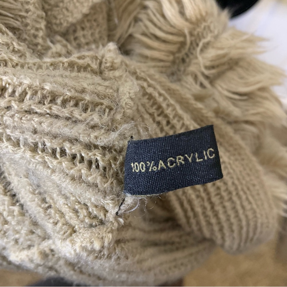 Elegant Tan Knit Fur Infinity Scarf - Picture 4 of 4